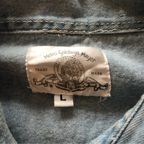 Vintage Metro Goldwyn Mayer Denim Button Long Sleeve Chambray Shirt - Picture 3 of 4